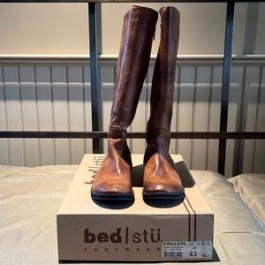 Distressed Tan Glove Leather Boots with Zipper